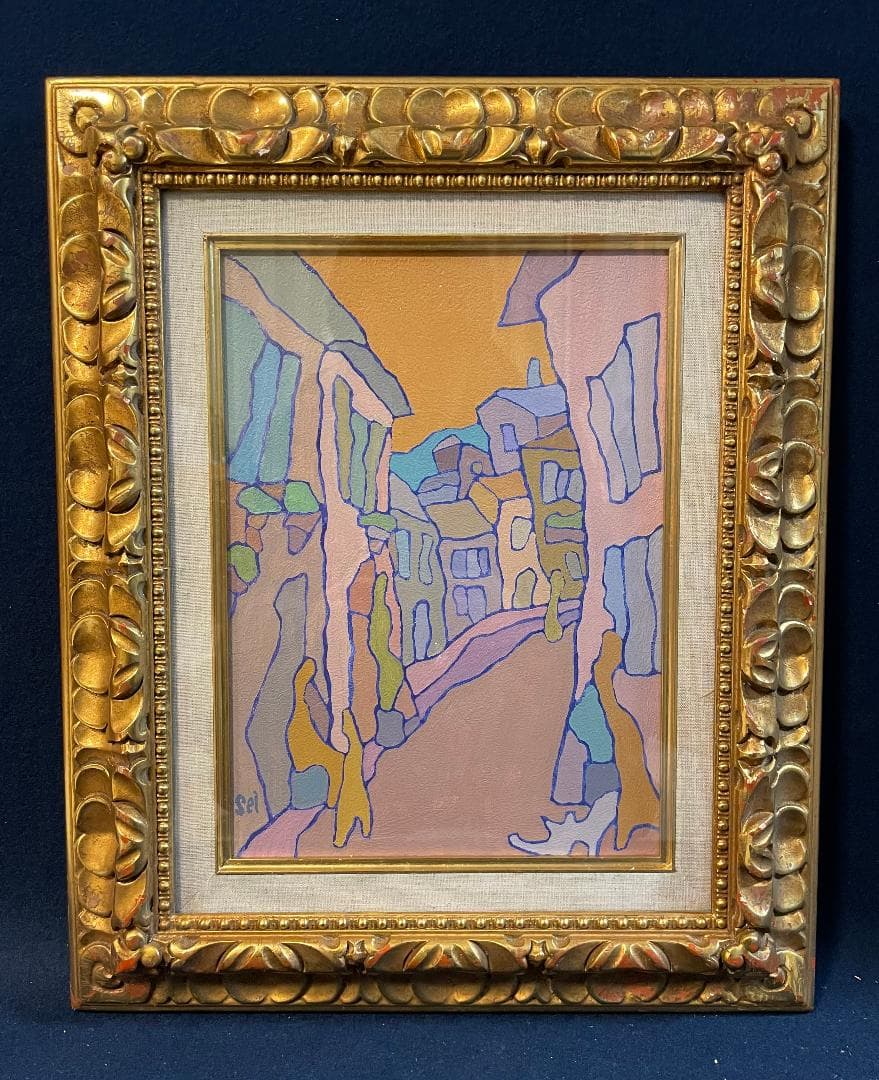 「真作」田代聖太郎「アッシジの街かど」風景画　油彩画　額装　サイン有り　F4号