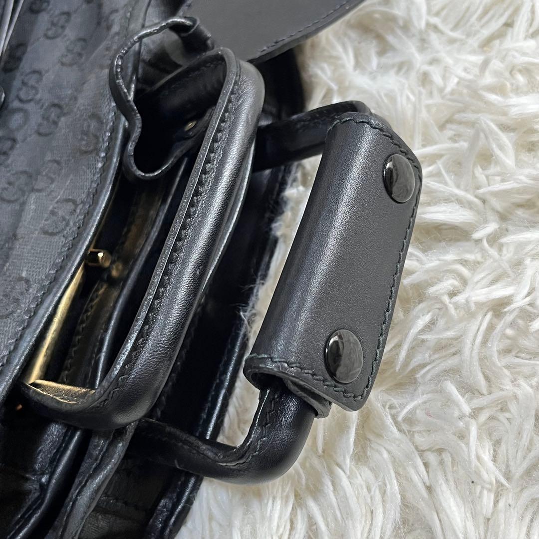 【美品】オールドグッチ　ガーメントバッグ　ネームタグ　GGキャンバス　ブラック