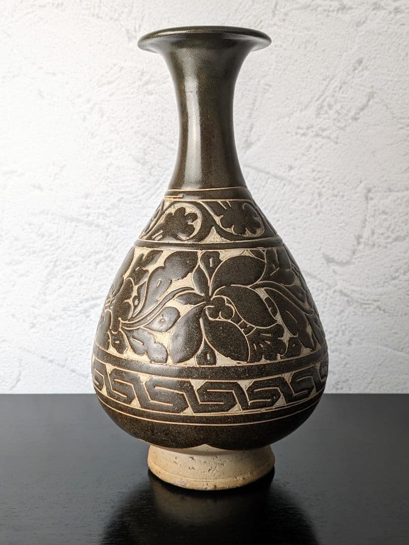 磁州窯　花瓶　13〜14世紀　繭山龍泉堂箱　花入