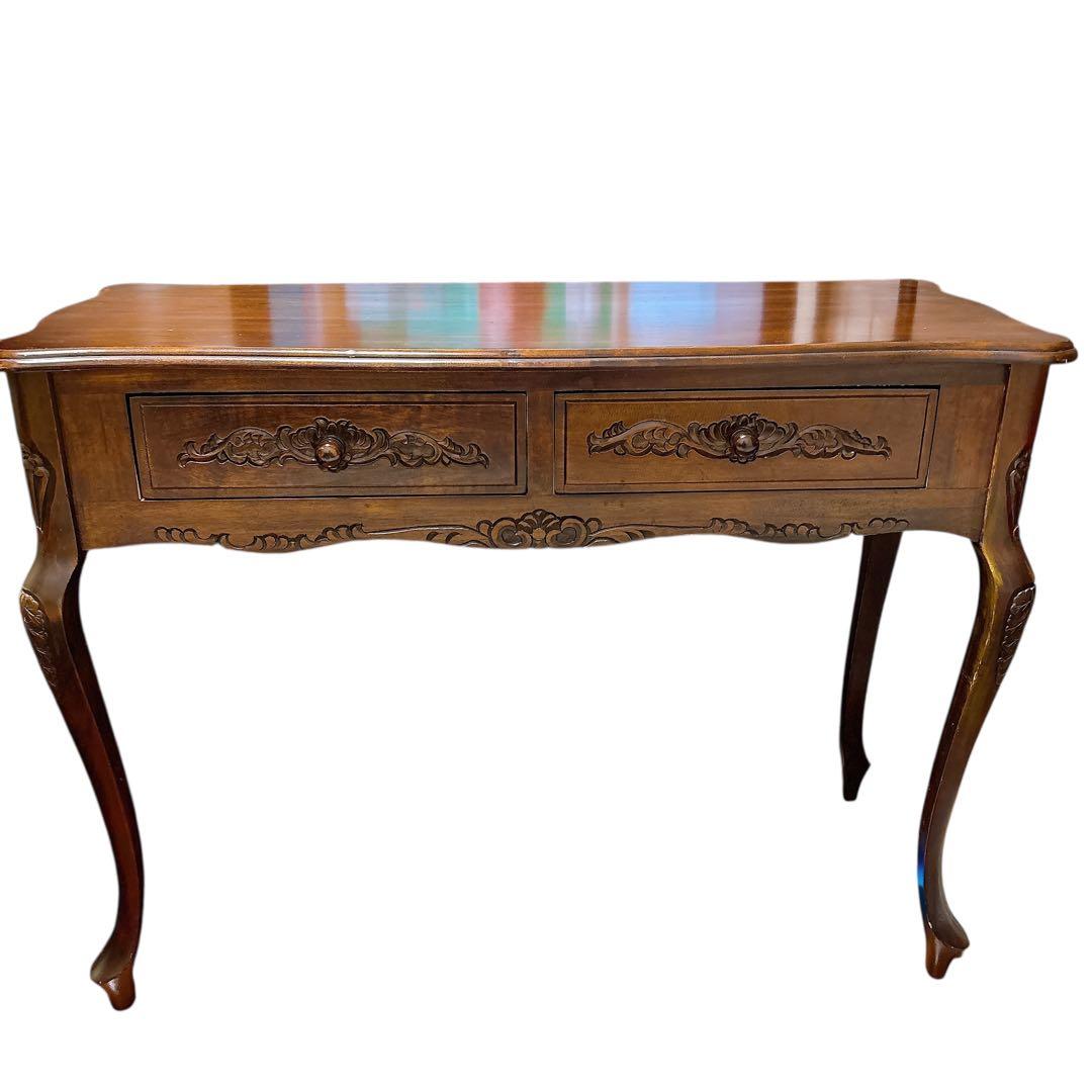 アンティーク 彫刻　猫脚　木製 コンソールテーブル デスク ヴィンテージ