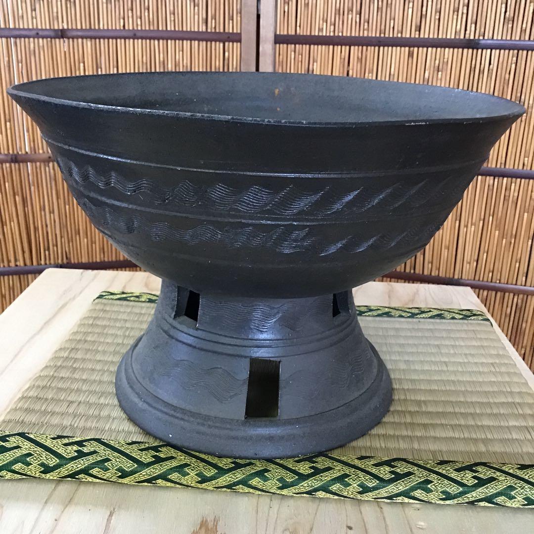 骨董 華道道具 花器 新羅土器 高杯花器 桐共箱 S759ANK