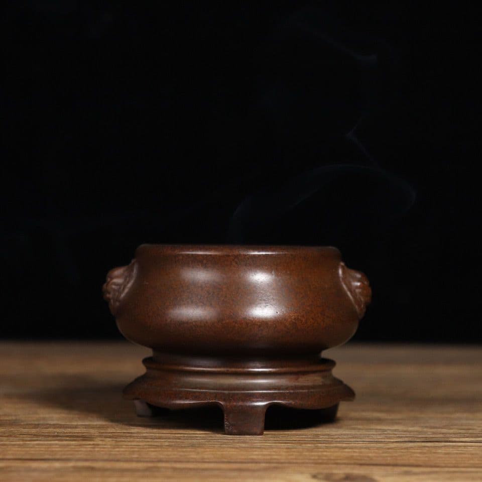 香炉 銅製 獅耳圧経銅炉 仏堂香炉 香道具 工芸品 置物