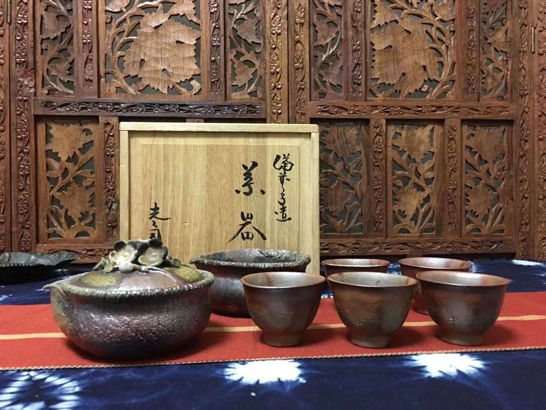 備前焼 入江光人司 煎茶器セット　梅花摘