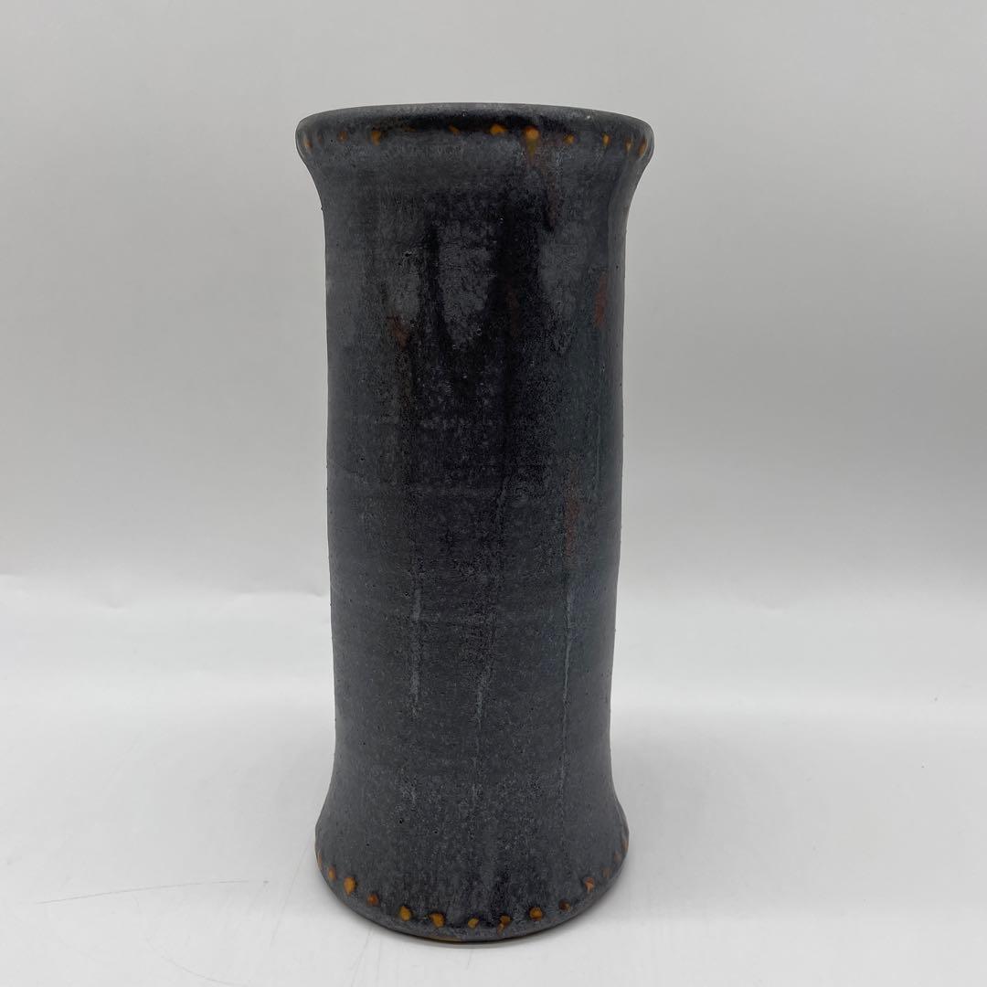 岩井窯　山本教行造　鉄釉花入　花瓶　4