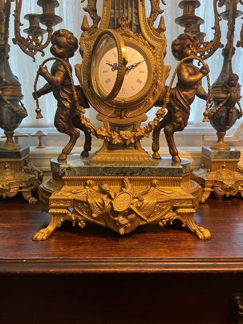 イタリア製 Imperial 置き時計 燭台セット　アンティーク