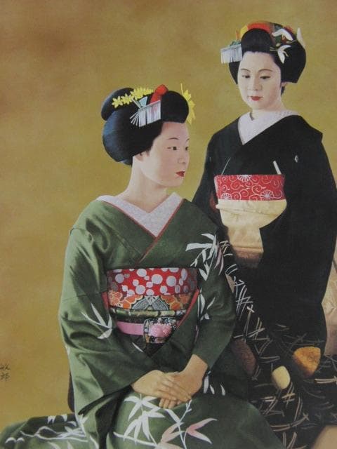 松井敏郎、【舞妓】、希少な額装用画集より、新品額装付、状態良好