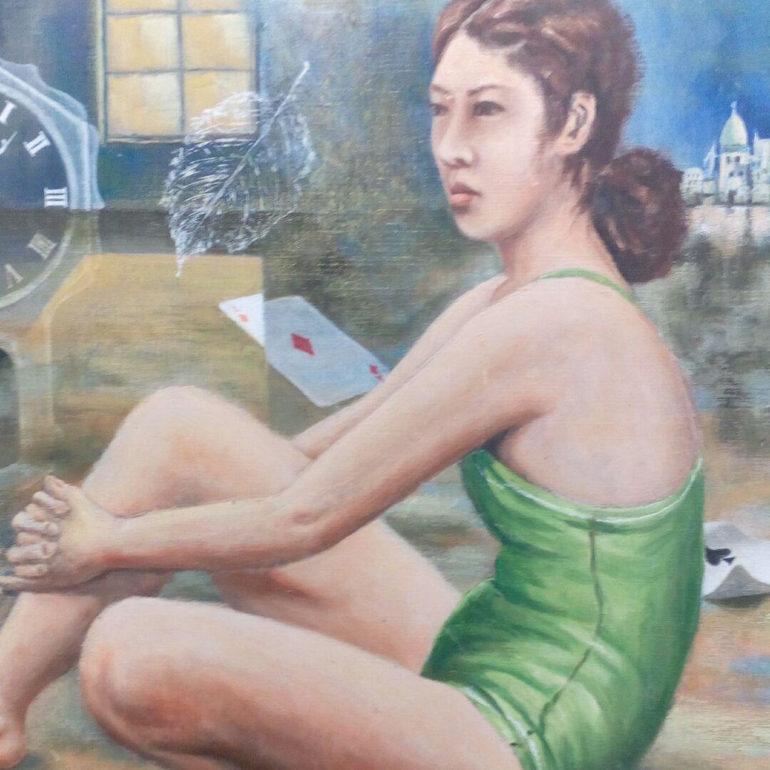 四国土佐地方旧家所蔵７２.５✕６０センチサイズ昭和時代卓越した技量油絵当時物