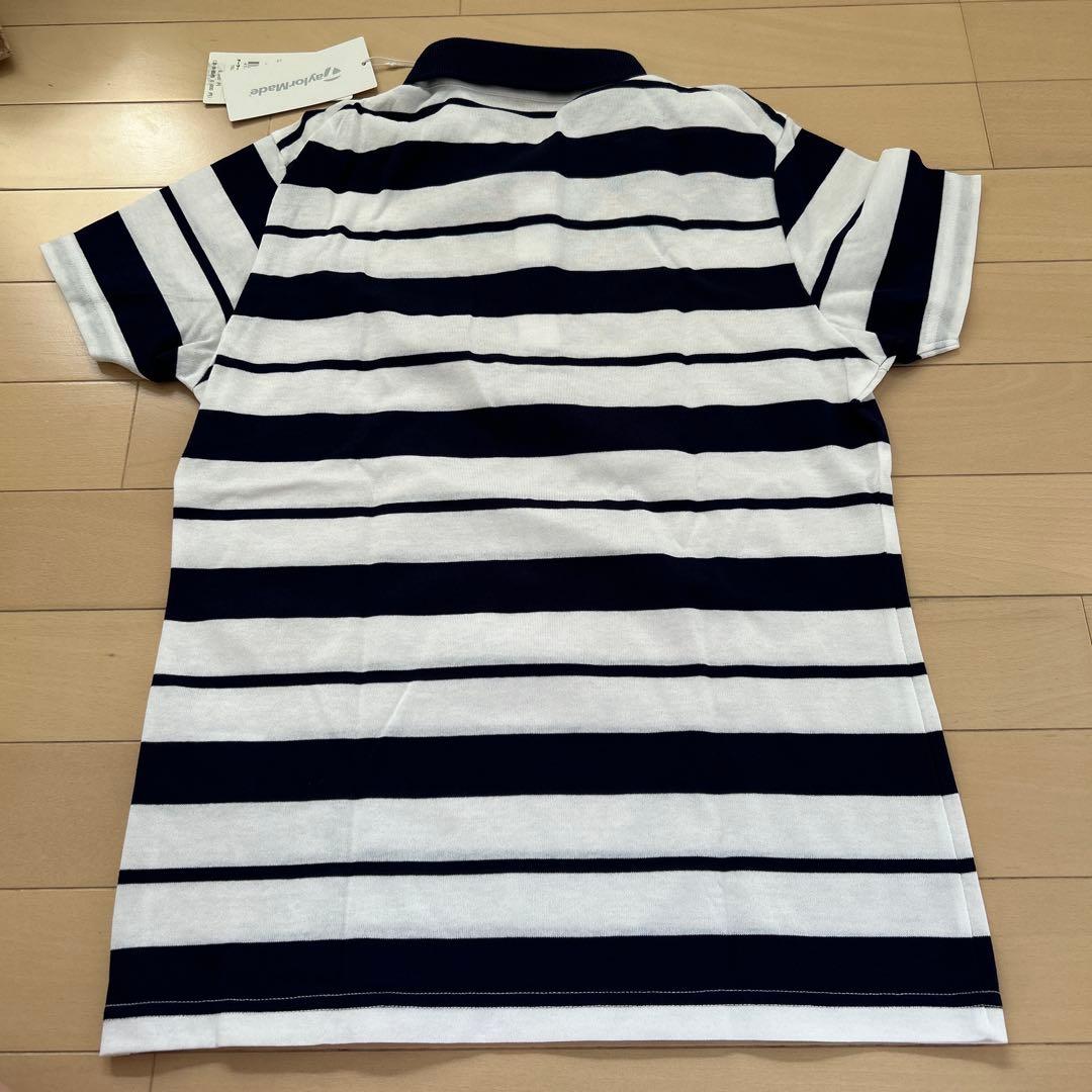 TaylorMade ネイビー/ホワイト ストライプ ポロシャツ M