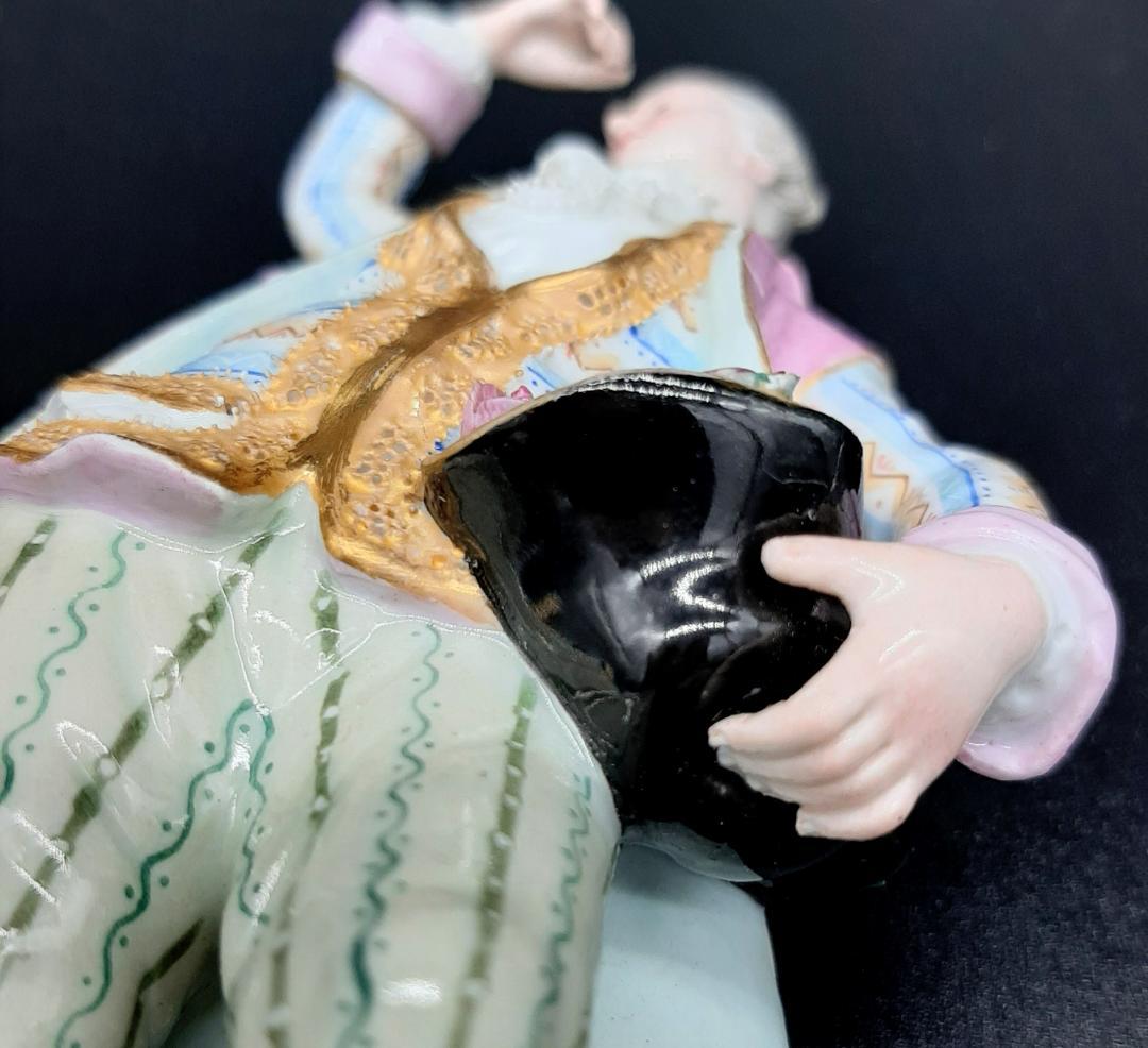 美品古マイセン／アシエ1768年『花摘みの男』大型フィギュリン美品1級品ボタン剣