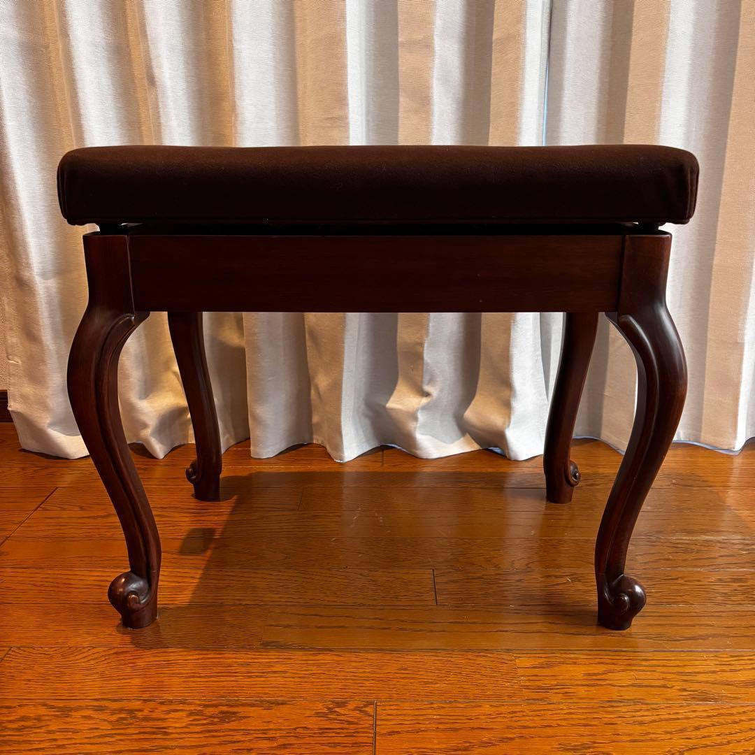 ピアノ椅子 猫脚 高低自在 調整 ブラウン 木目 ピアノ