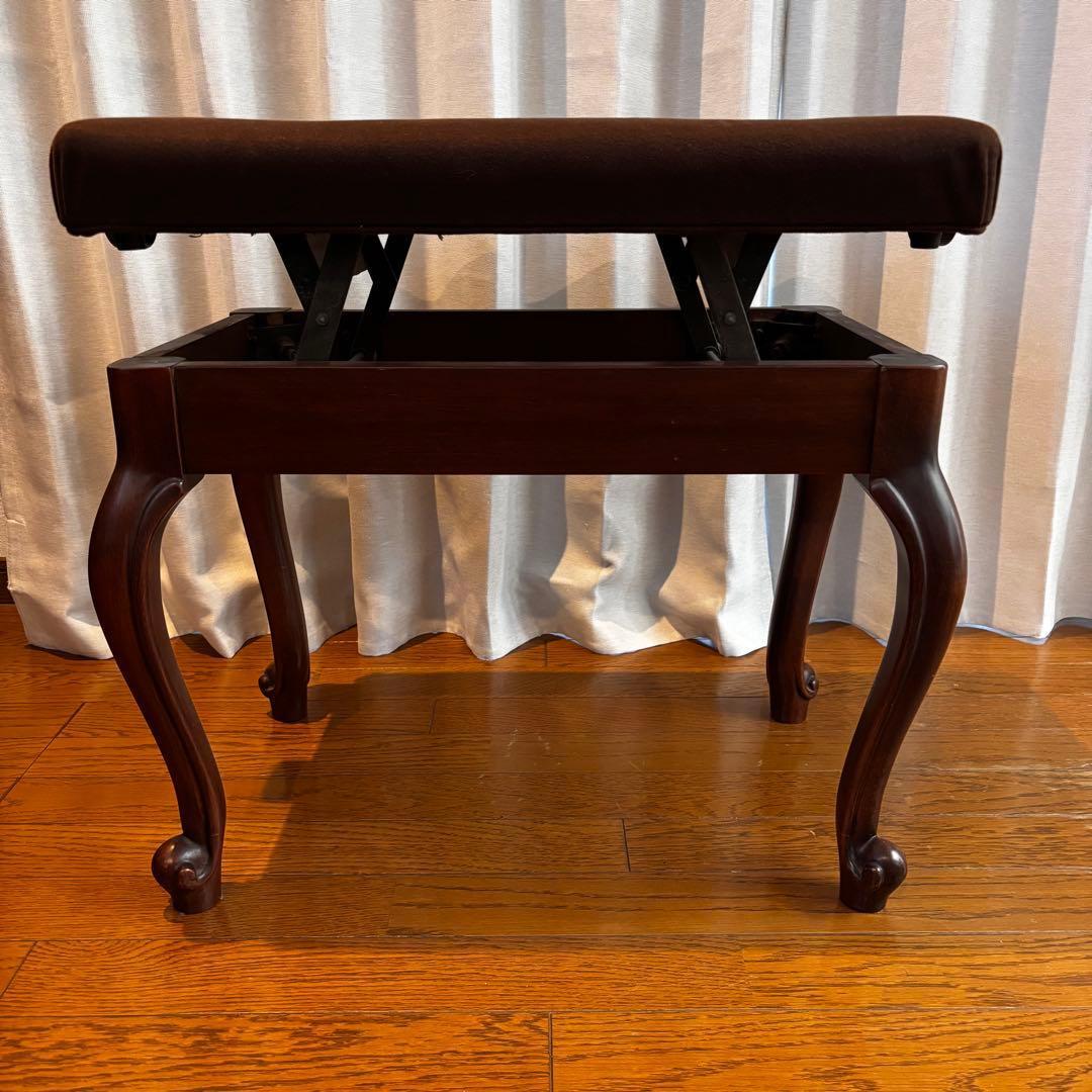 ピアノ椅子 猫脚 高低自在 調整 ブラウン 木目 ピアノ