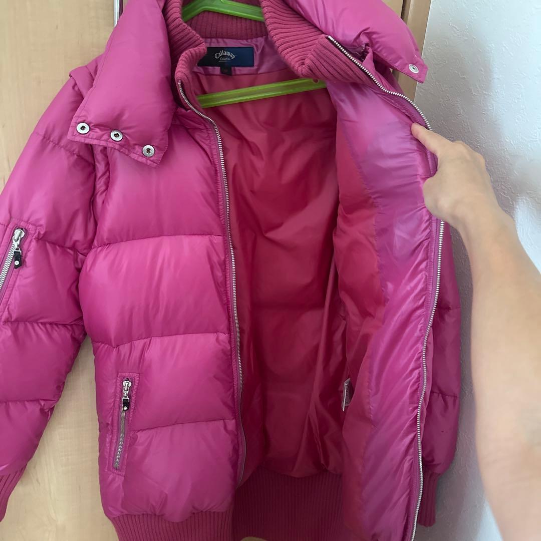 ピンク ダウンジャケット フード付き