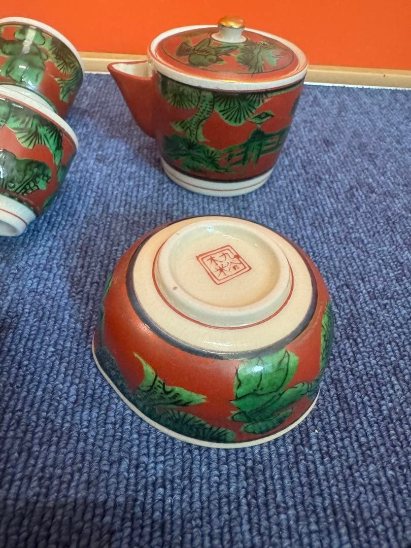 1899 九谷焼 木米 茶器セット　宝瓶1客　湯冷し1客　湯呑5客　未使用