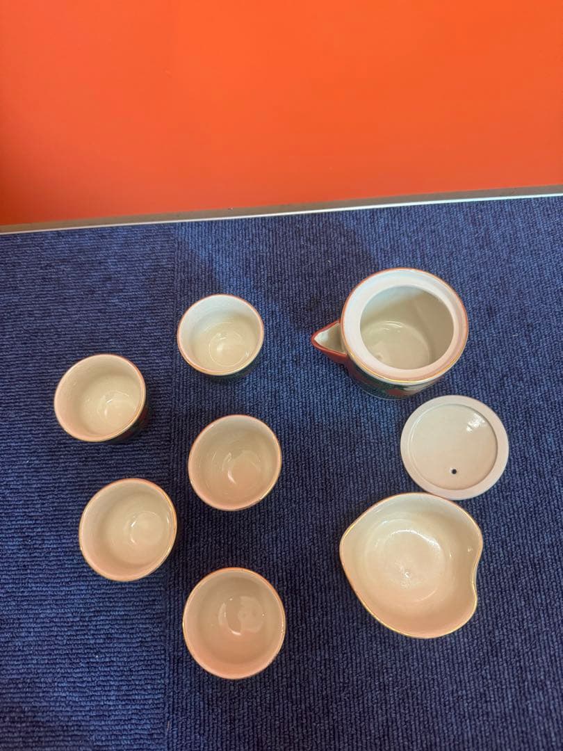 1899 九谷焼 木米 茶器セット　宝瓶1客　湯冷し1客　湯呑5客　未使用