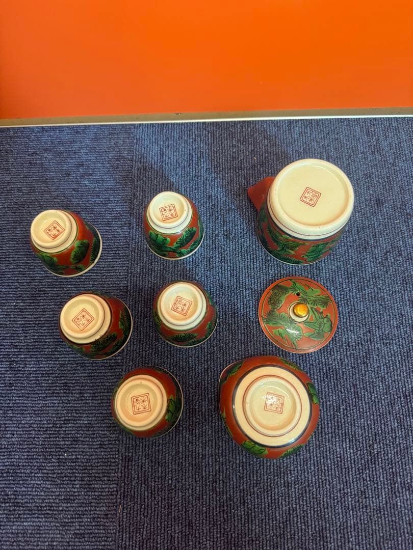 1899 九谷焼 木米 茶器セット　宝瓶1客　湯冷し1客　湯呑5客　未使用