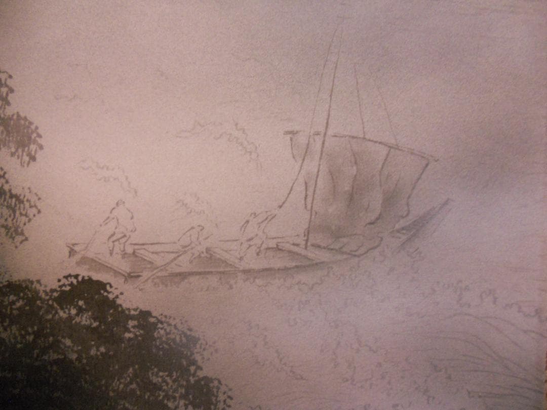 掛け軸 笹岡帆舟 水墨山水 絹本 希少 軸装 茶道具 掛軸 美品 です。