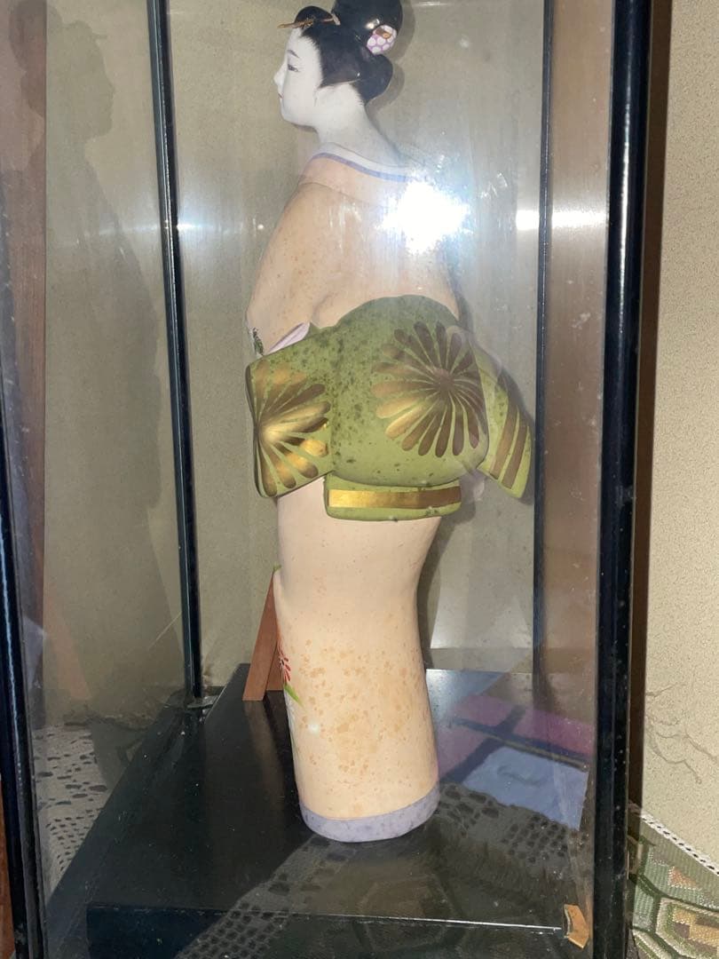 美品 【伝統工芸士 白石一敏作】博多人形『晩秋』 ガラスケース付き