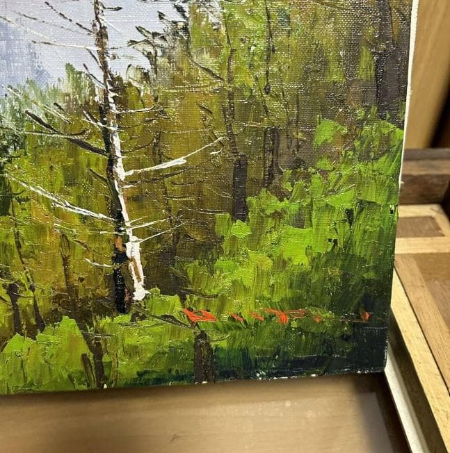 穂高連峰 英樹? ？樹？ 油彩画　油絵　額装　風景画　真作 インテリア