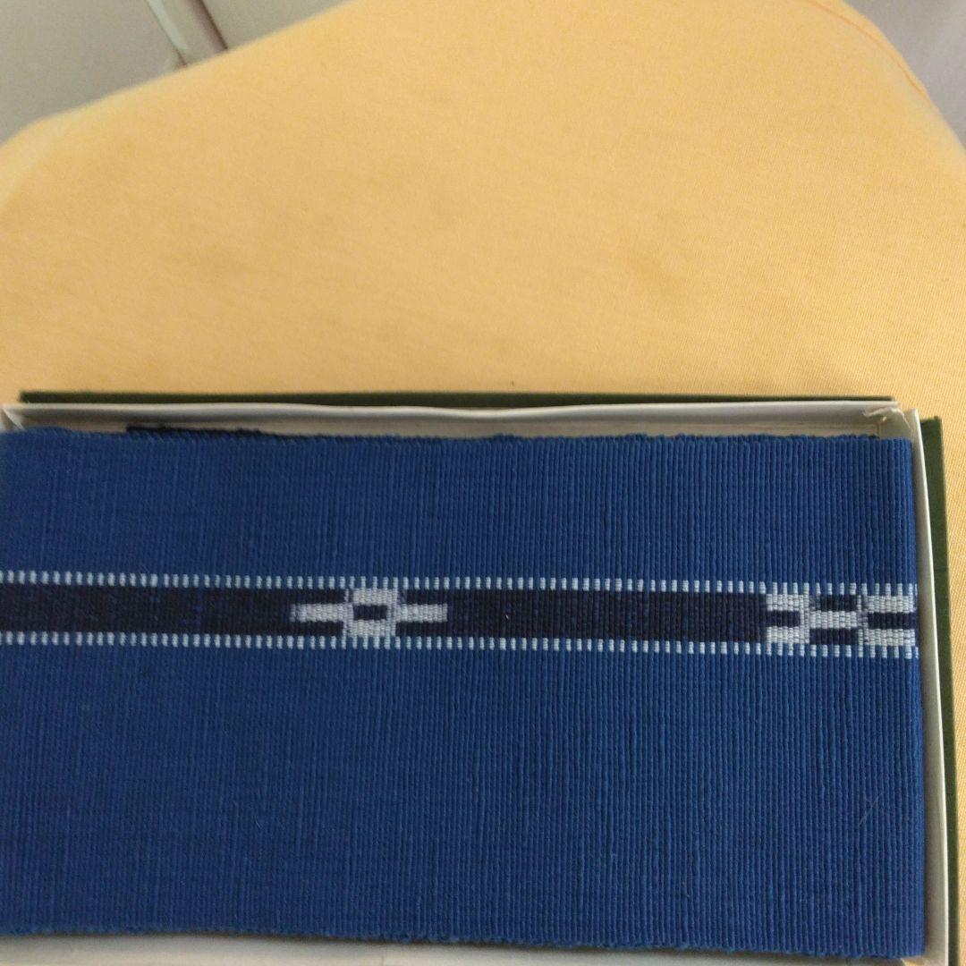 ★単品可 昭和レトロ新品未使用箱入り沖縄みんさー織半幅帯　紺色と茶色の2本セット
