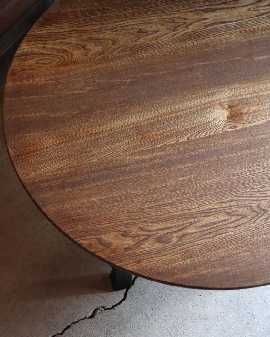 送料込み 栓(セン)とブナの大きめ丸ちゃぶ台　古道具 古家具 カフェ 古民家