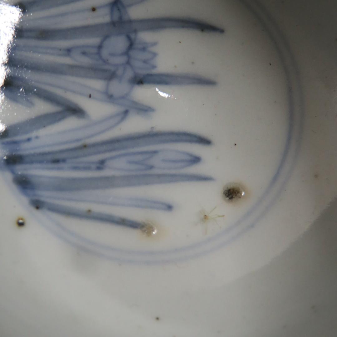 蕎麦猪口 向付 5客 色絵付 馬 あやめ 希少図柄 赤絵 歪み 江戸