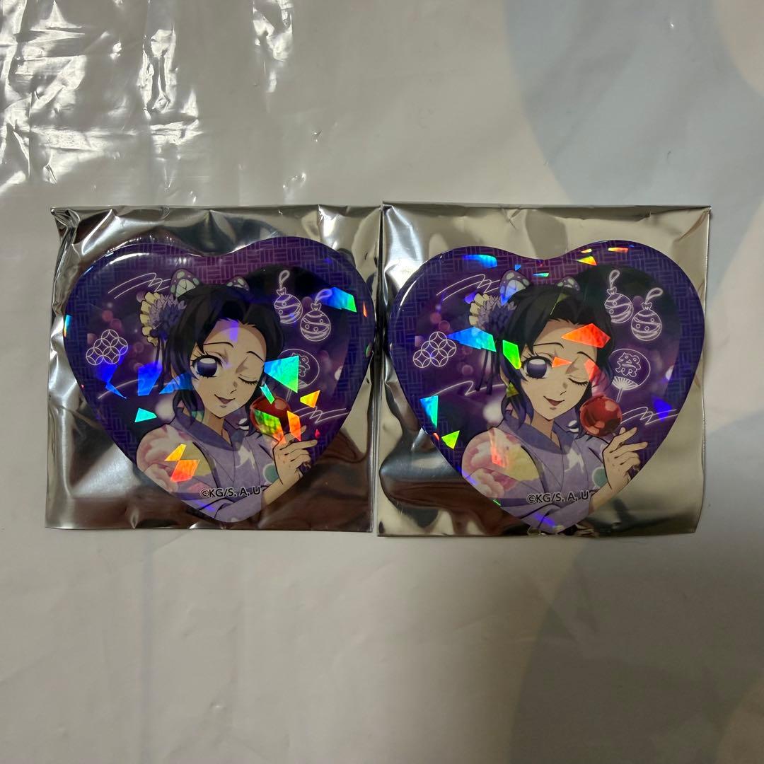 【鬼滅の刃】胡蝶しのぶ ハート缶バッジ ナムコ ホログラム 2個 新品未使用