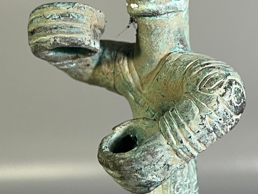 中国 青銅立人像 置物