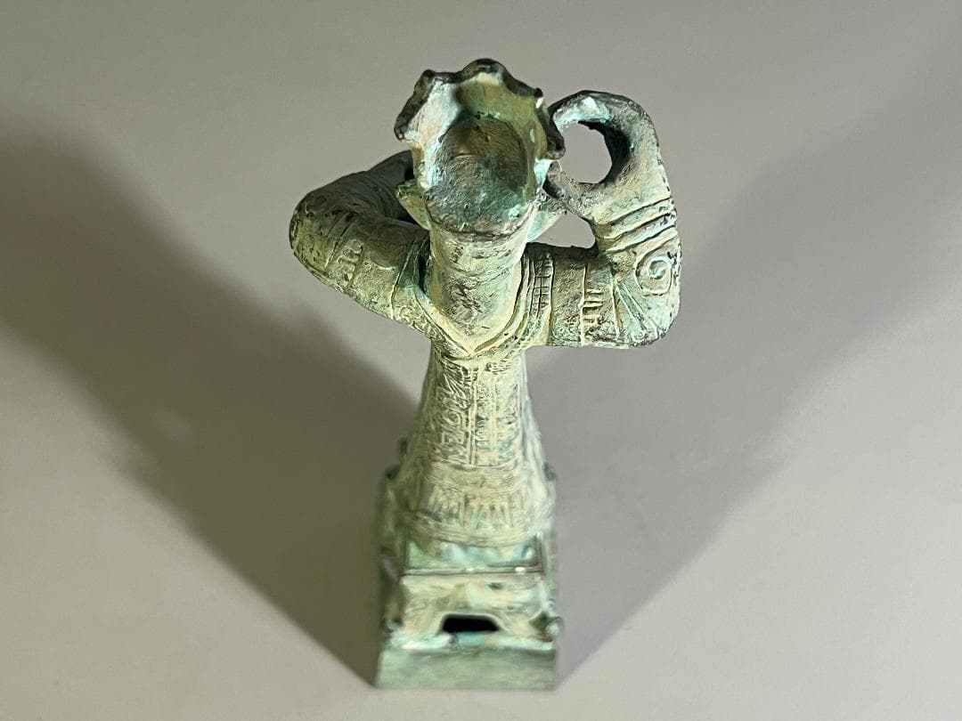 中国 青銅立人像 置物