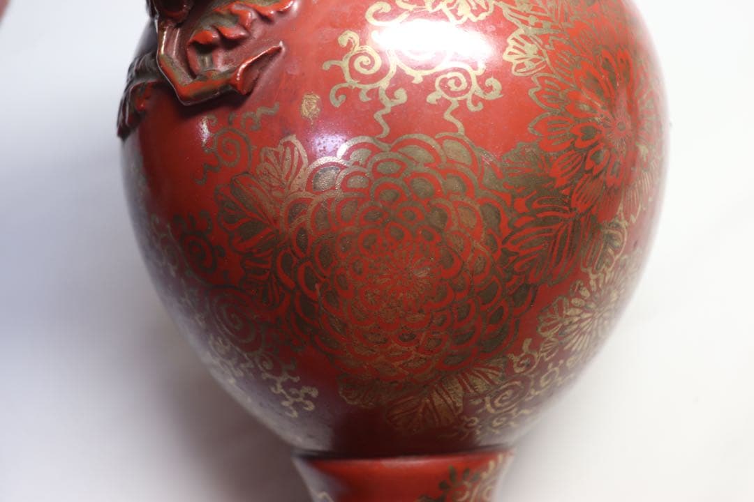 江戸　永楽　金彩菊紋瓶　アンティーク　送料込み0523