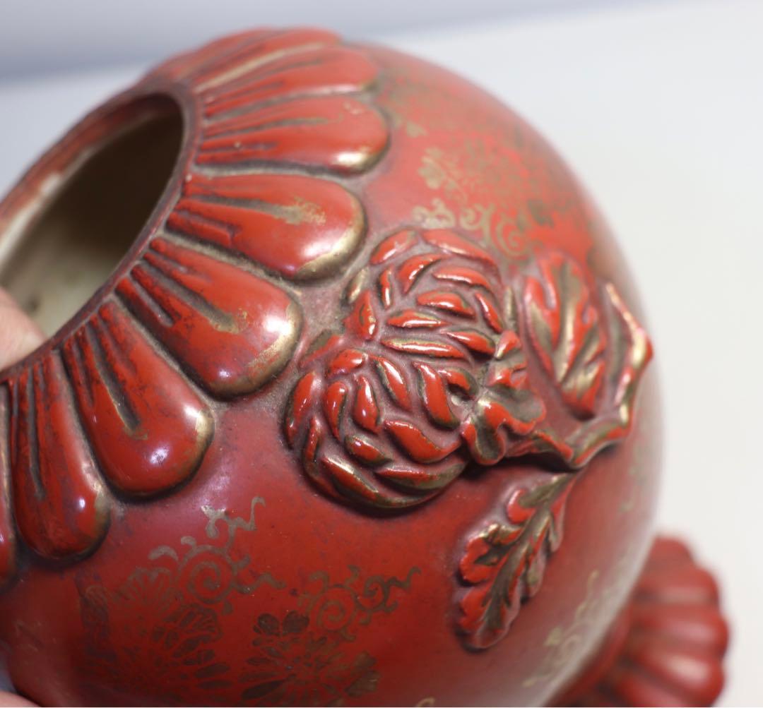 江戸　永楽　金彩菊紋瓶　アンティーク　送料込み0523