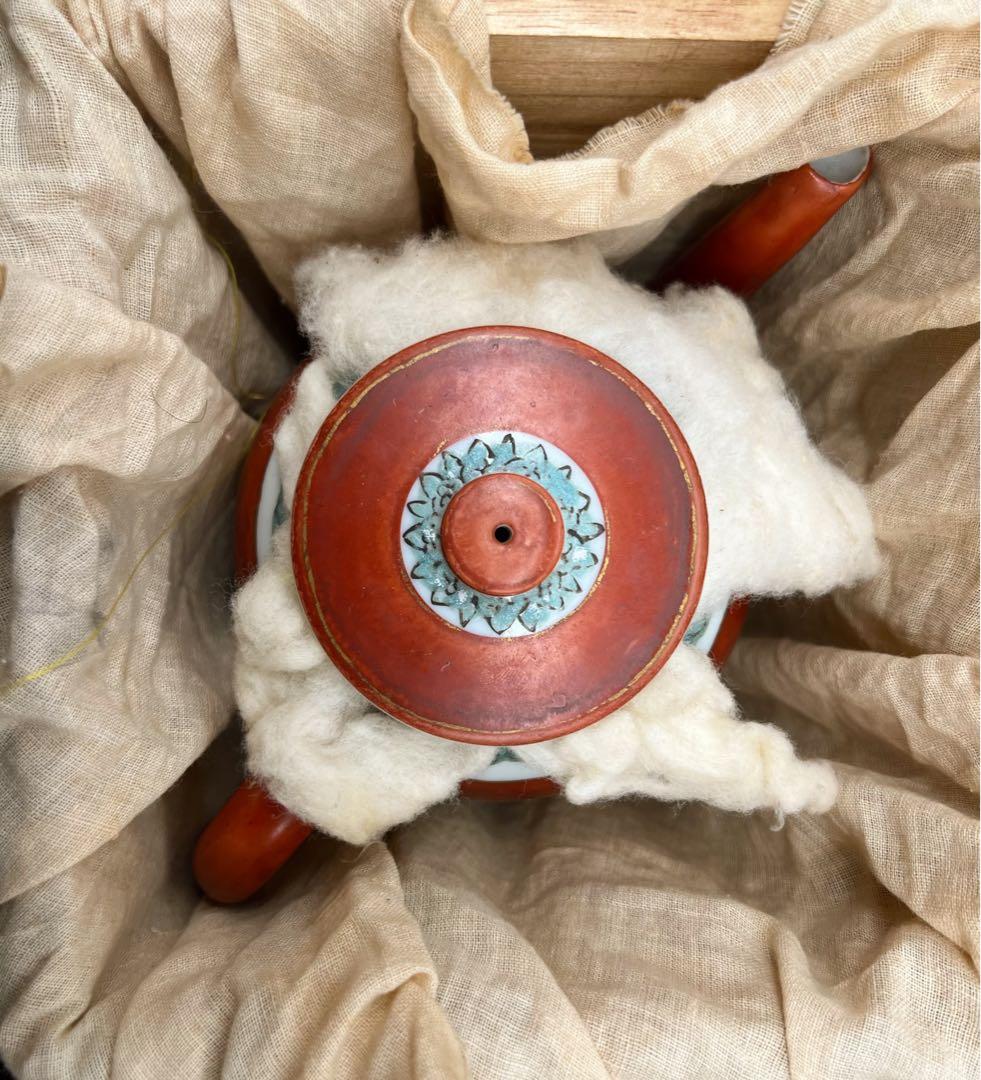 中国美術 古玩 明代 金襕手水壺 茶壺　急須 茶道具 箱付き