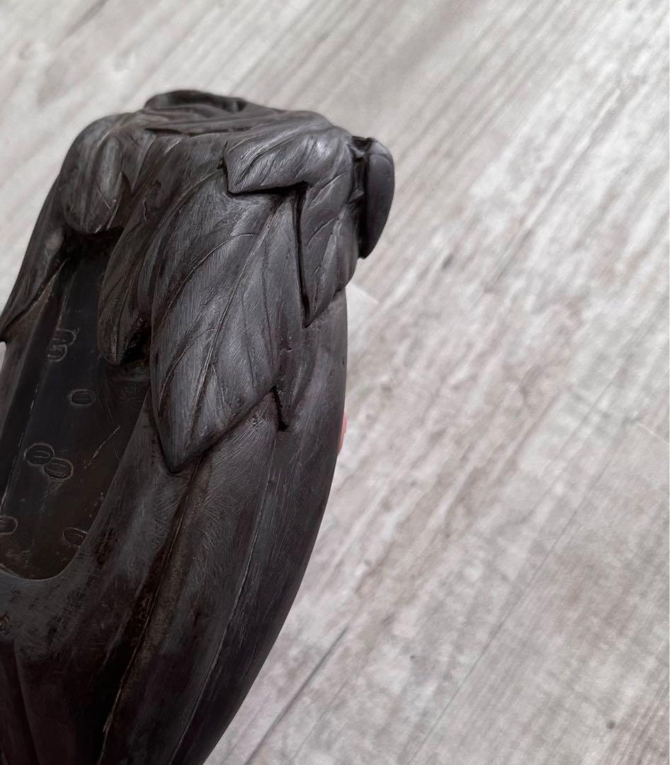 大バーゲンアンティークの茄子と裏に雲をあしらった彫刻硯　木製外枠付き‼️