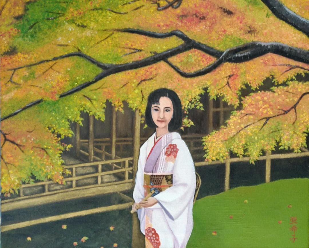 「古都の秋」Ｆ12 油彩画 油絵 風景画 絵画