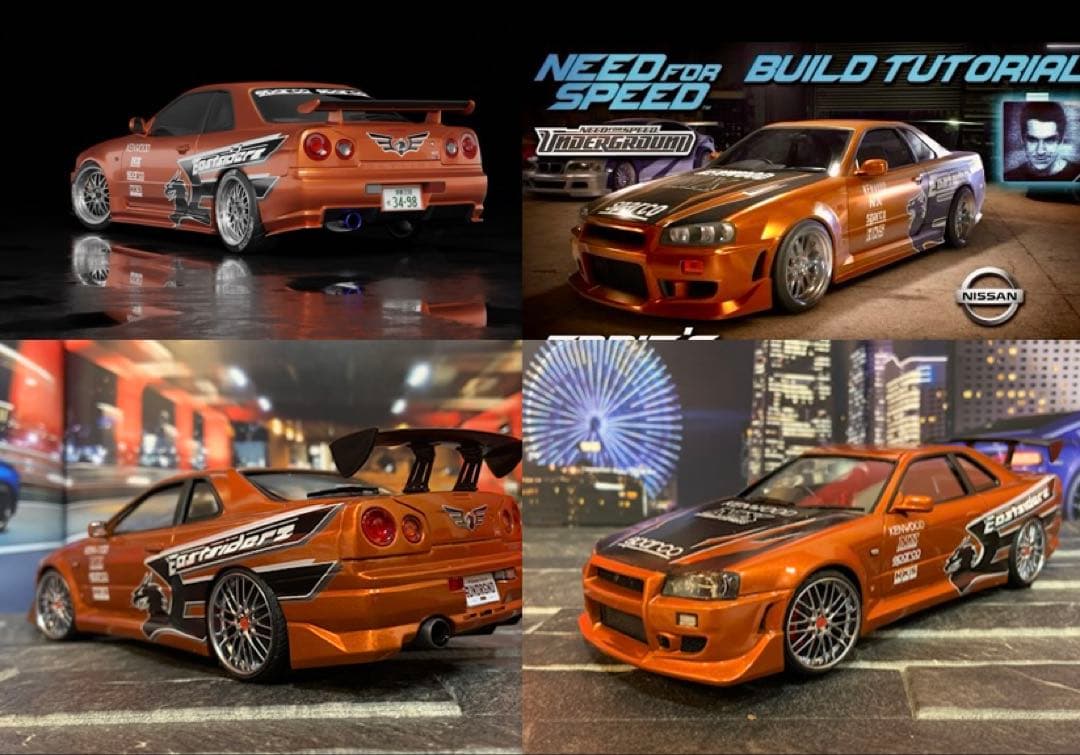 1/24 完成品 アオシマ スカイライン GT-R R34 NFS エディ仕様