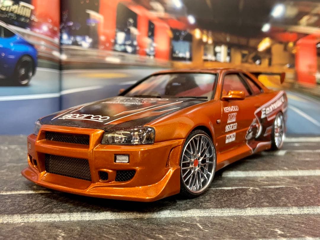 1/24 完成品 アオシマ スカイライン GT-R R34 NFS エディ仕様