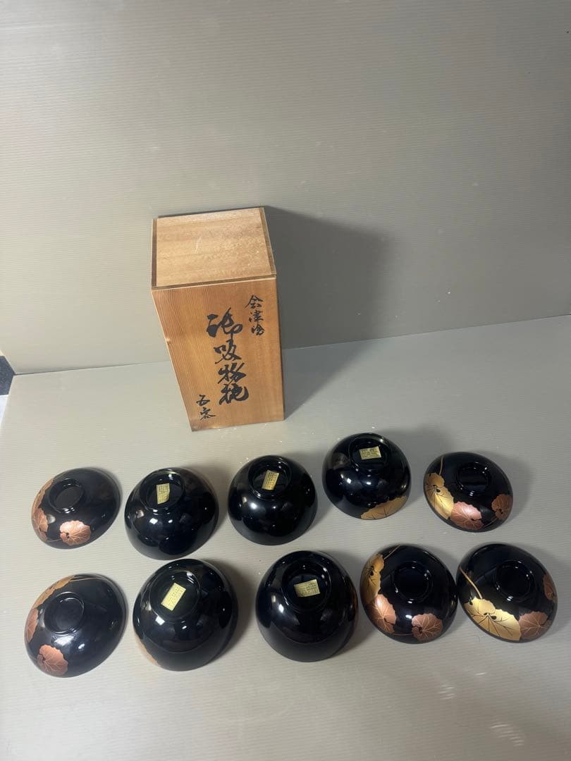 2547 会津塗り お吸い物椀　5客　未使用