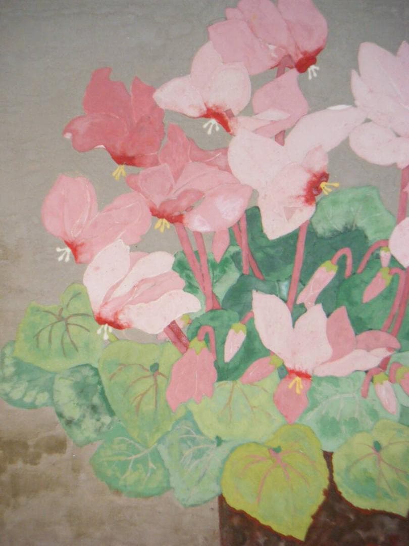 【真作】絵画　雅風銘　日本画　花　逸品　T103