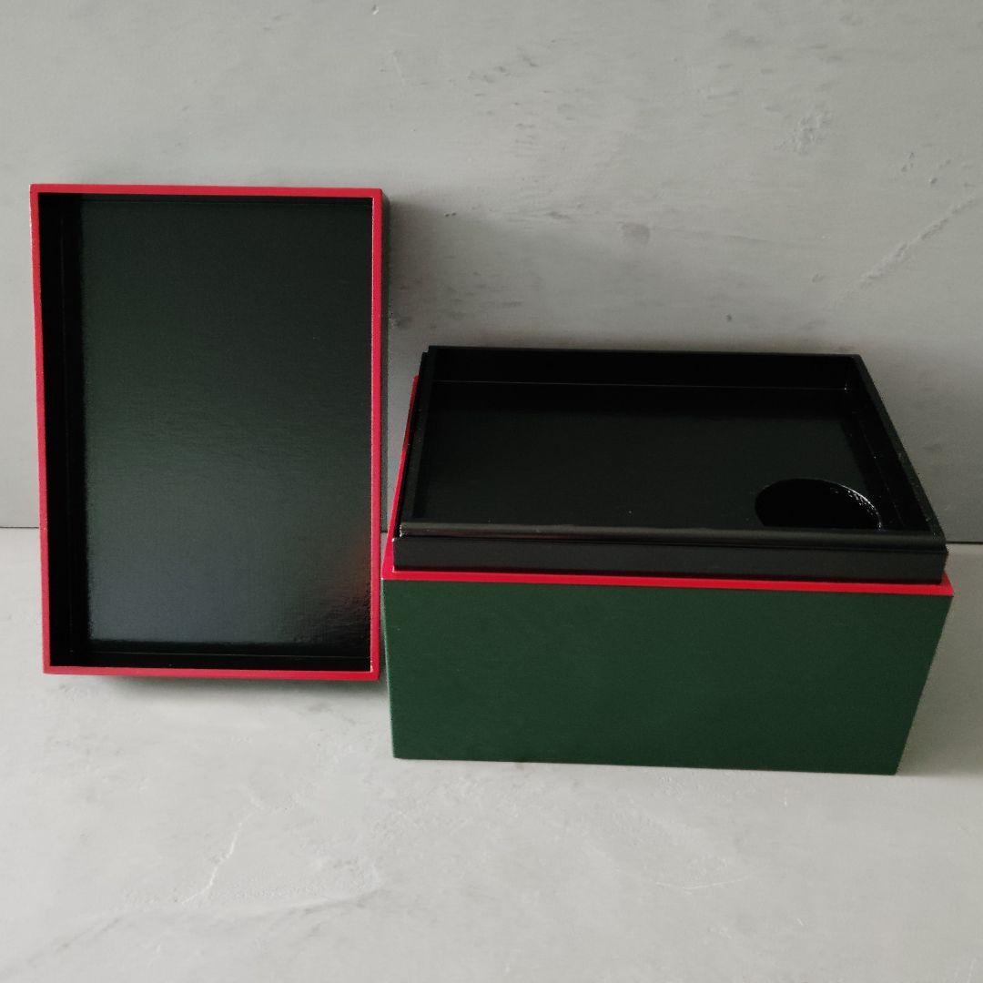 茶道具　利休茶箱　新一閑　綸子　漆塗　青漆(緑)　和の心