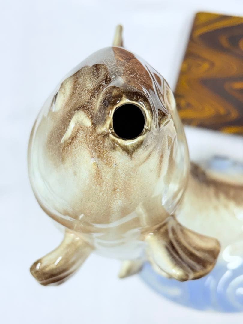 信楽焼 鯉 アンティーク 家陶苑造 コレクション 鯉置物 オブジェ 台座 箱付き