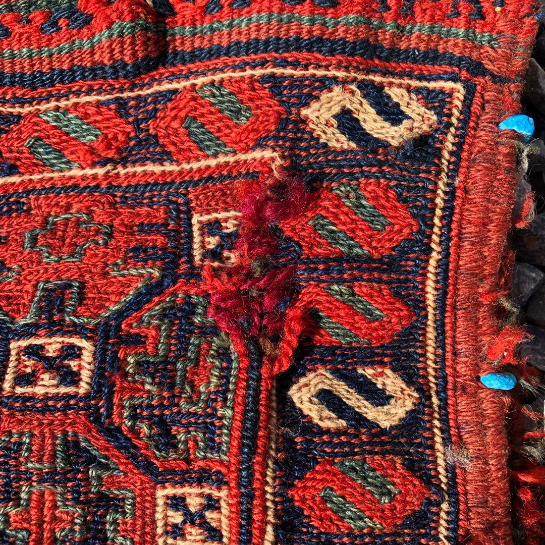 アンティーク クルド系 スマック織 鞍掛袋を開いたランナー 手織りトライバルラグ