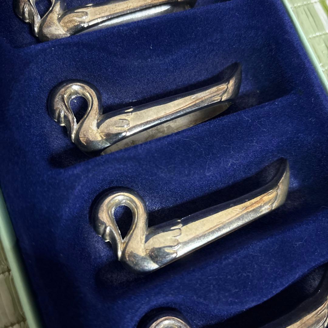 フランス　スワン　白鳥　カトラリーレスト　シルバープレート　6個セット