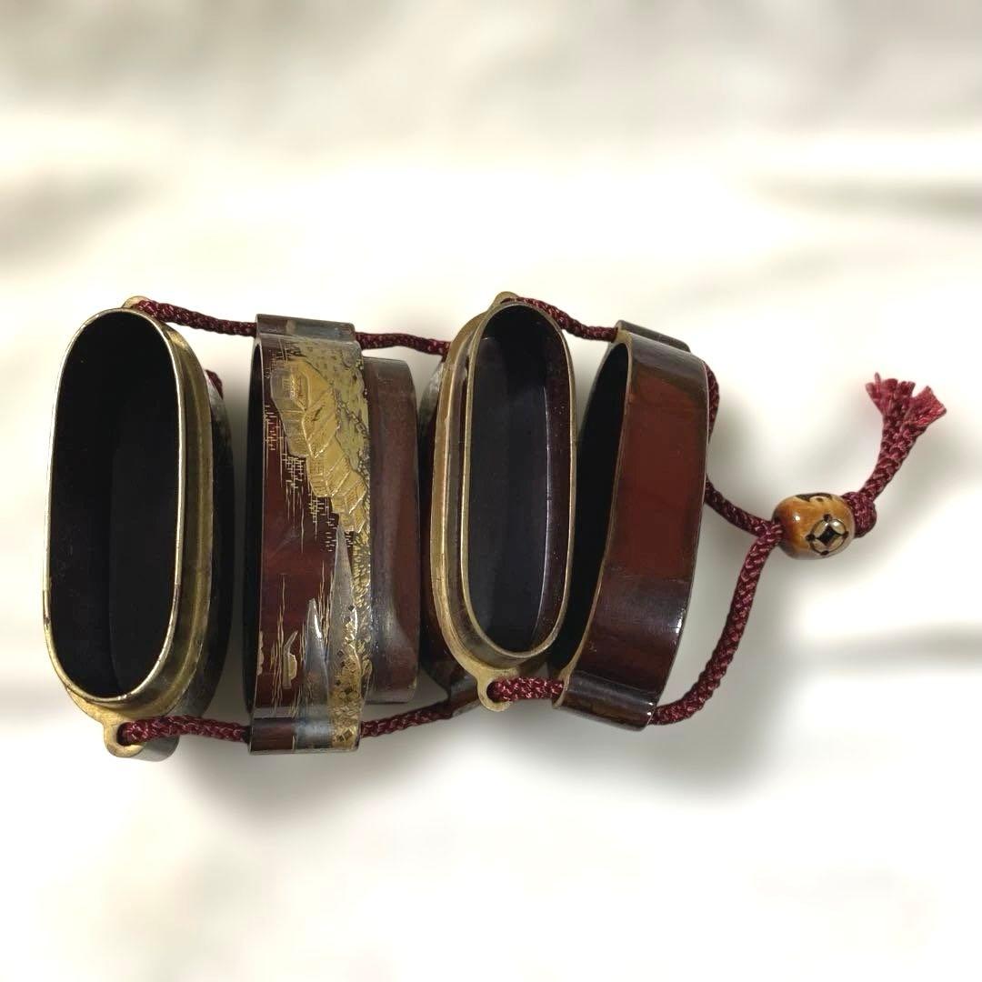 A-1 印籠　金蒔絵　木箱付き　アンティーク　装飾品　美術品　工芸品　漆芸　漆器