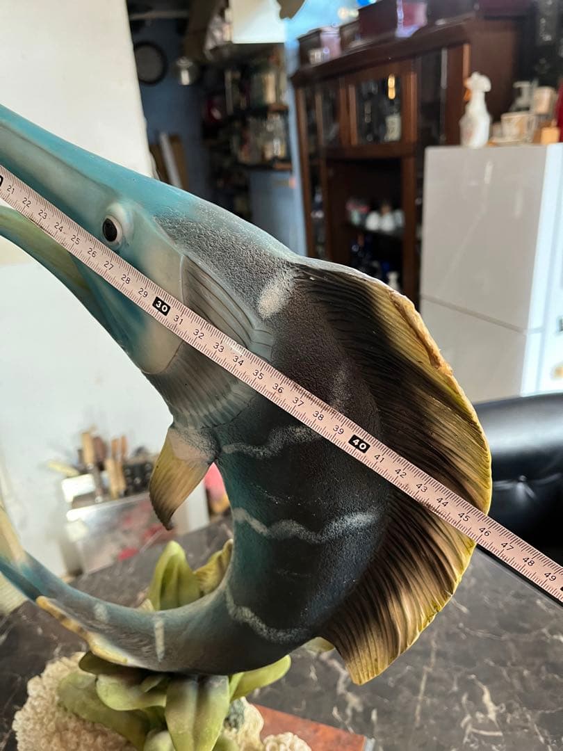 カジキマグロ置き物、イタリア大理石、人工大理石、カジキマグロ飾り、63センチ、