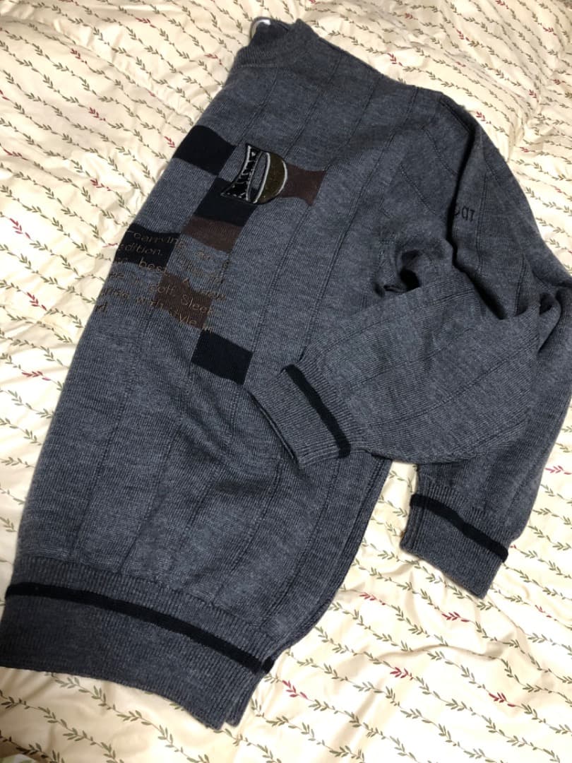 ゴルフにも アダバットセーター IV ダークグレー ベロア刺繍 Lサイズ未使用