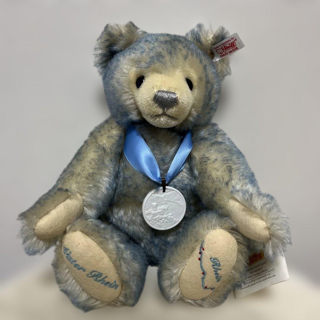 シュタイフ 箱入り ブルー 刺繍 新品未使用 テディベア 限定 白タグ 値下げ