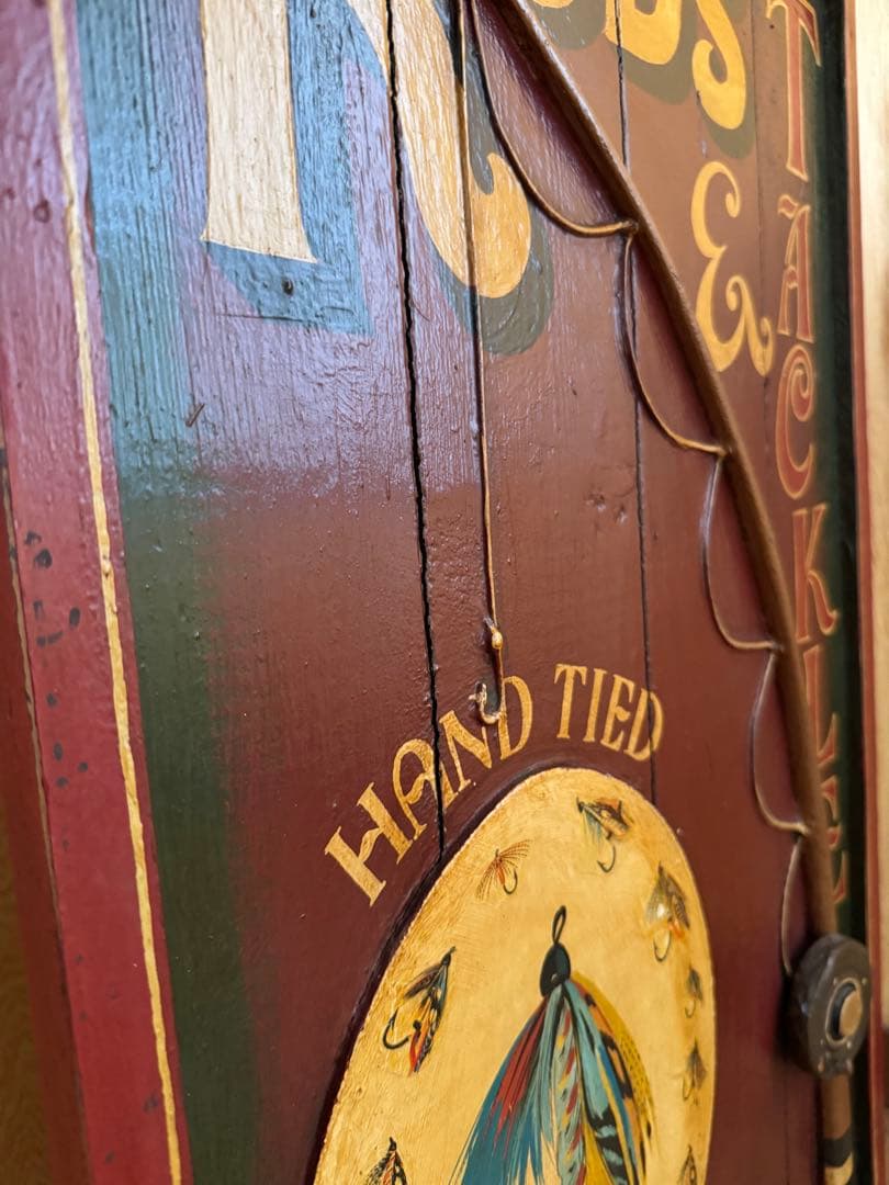 ヴィンテージ 釣り具 木製立体アート