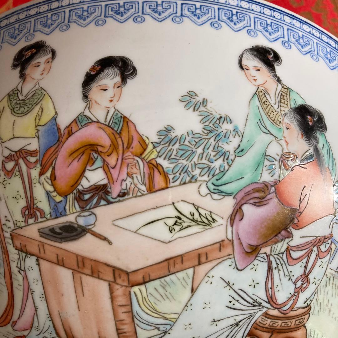 【景徳鎮製】景徳鎮の伝統　中国の名窯　乾隆年製　錦宮廷女官図　極薄胎　大鉢