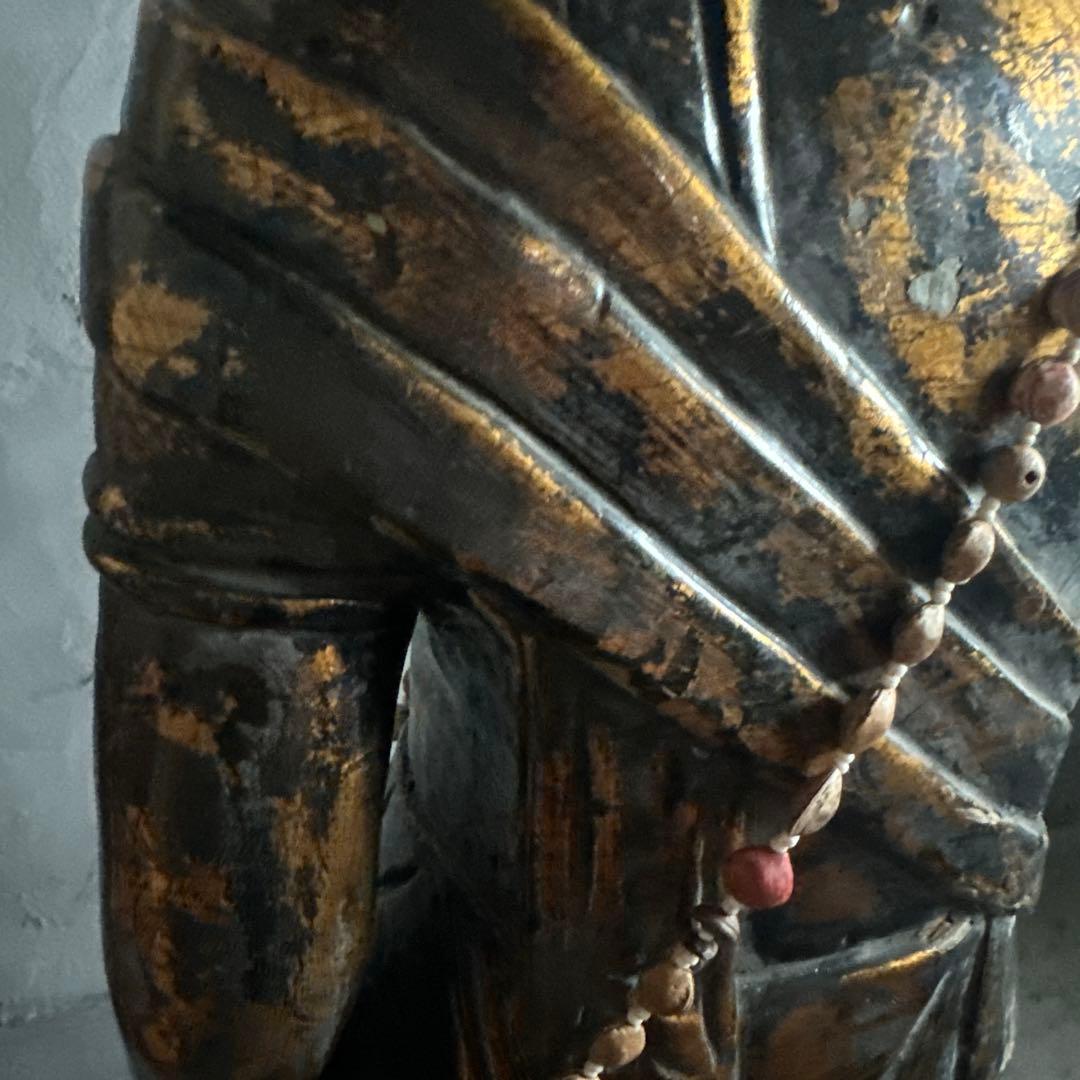 ヴィンテージ　迫力の木製彫刻 剣を持つ像