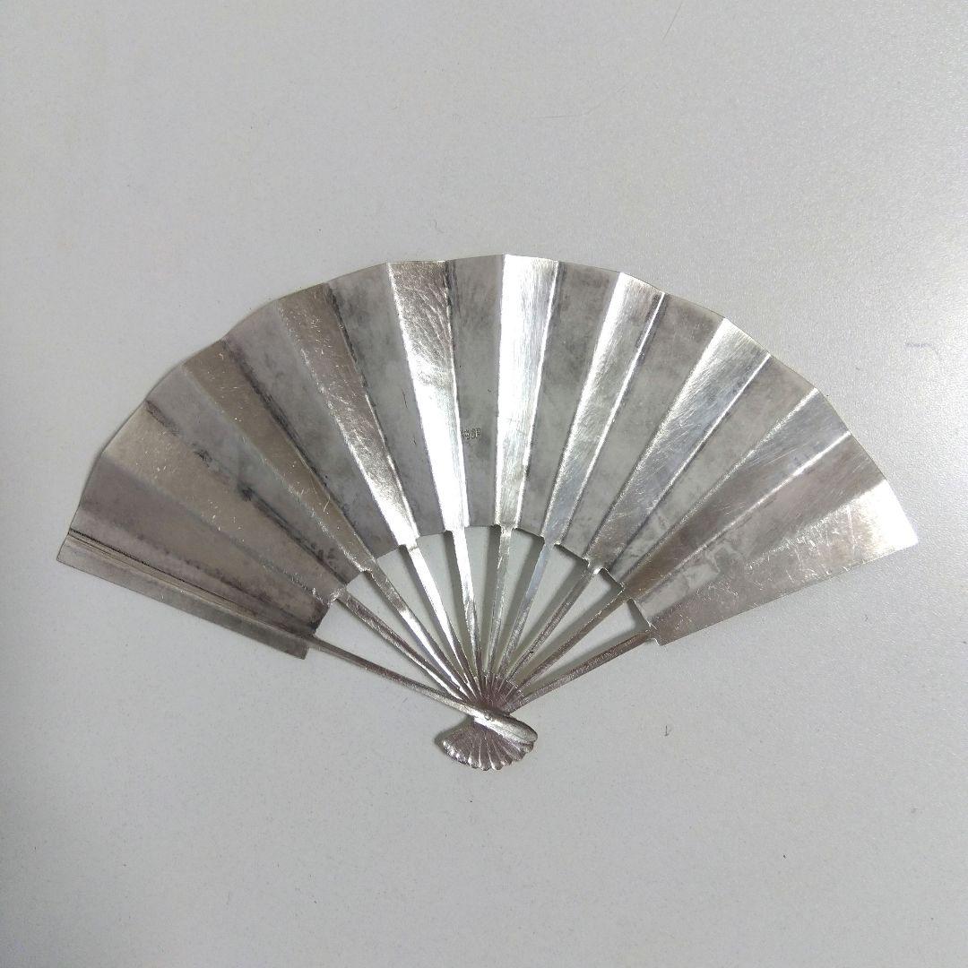 純銀 扇 扇子 銀細工 工芸 民芸 置物 縁起 富士 松