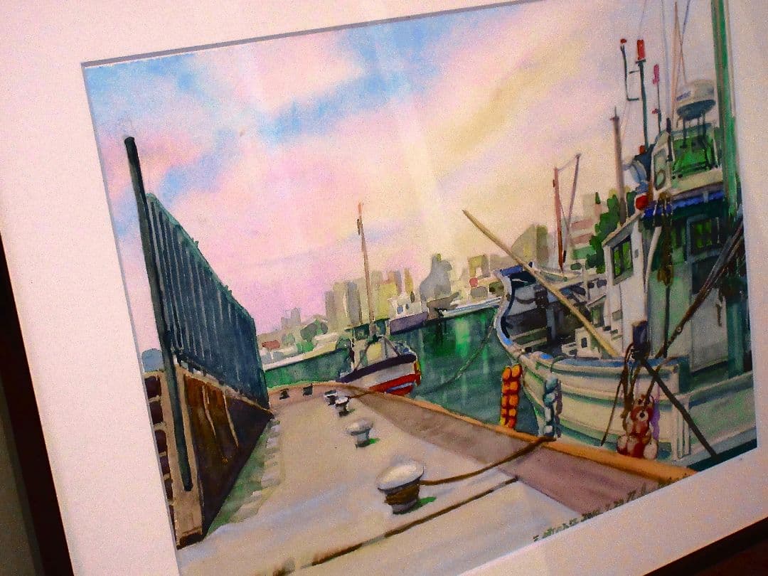 三崎の入江( 水彩画 額装済み)